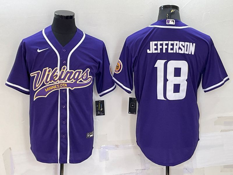 Men Minnesota Vikings 18 Jefferson Purple white 2022 Nike Co branded NFL Jersey
